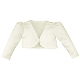 Girls Ivory Satin Long Sleeved Bolero